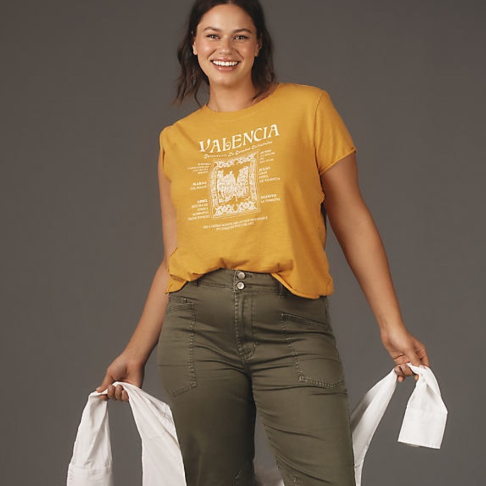 -Maeve European Graphic Tee Yellow Size M Valencia